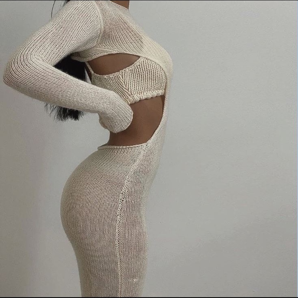 2PC Backless Knit Dress - Picture 2 of 13
